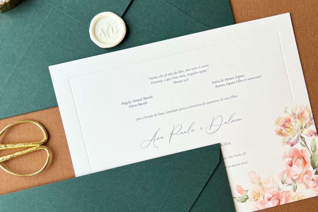 Convite De Casamento Floral Romance E Elegância Em Cada Detalhe